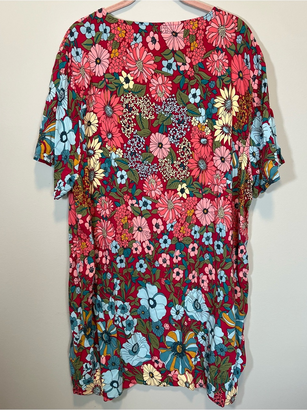 NATURAL LIFE Floral V‑Neck Mini Dress in Pink, Turquoise, Yellow - Picture 7 of 9